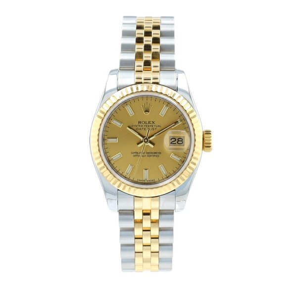 Rolex Ladies Datejust 179173 Two-Tone 18KY & Steel Champagne Index Jubilee Watch - Picture 2 of 9